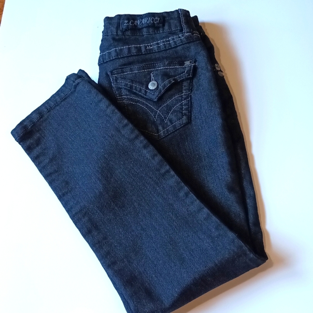 Z.CAVARICCI |Girls jeans Mid Rise straight leg black wash jeans Sz 8